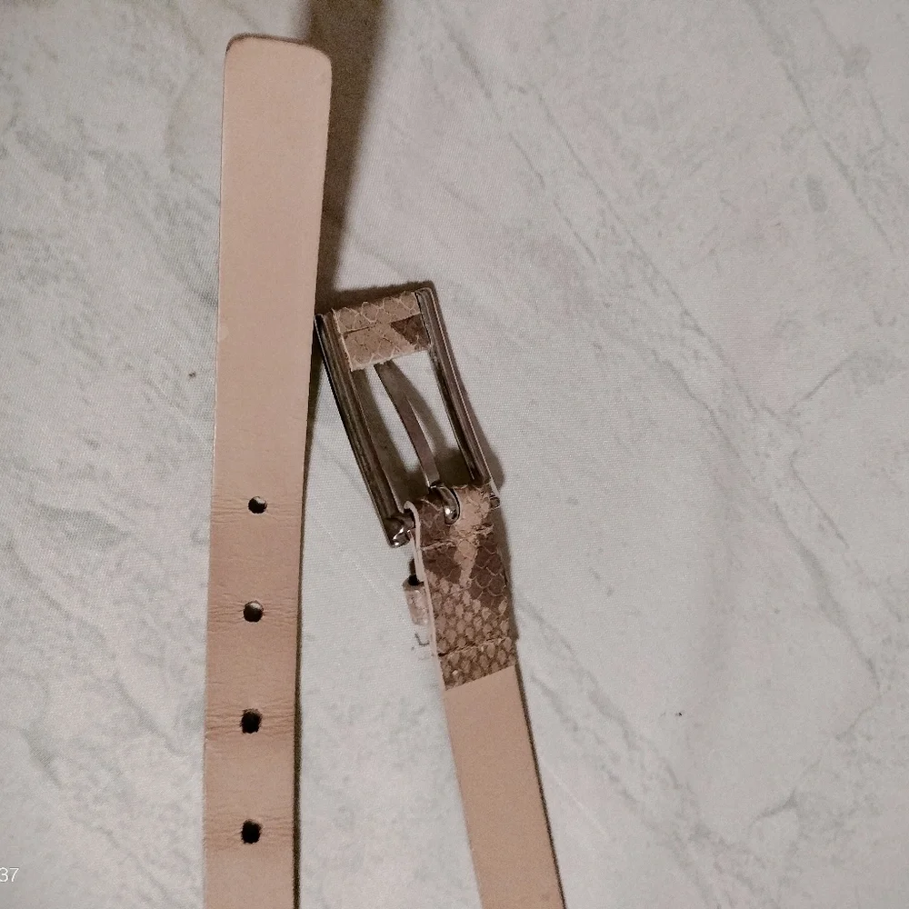 Elegant Italian Fine Leather Belt Garuglieri Snake Women’s Brown Tan Sz Large